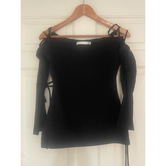 SUSANA MONACO (Revolve) Hailey Off Shoulder Top w Lace Up Sleeves - Picture 7 of 8